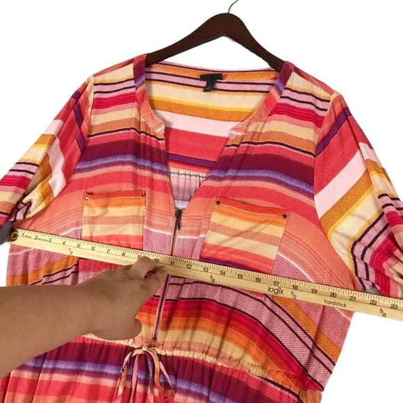 Torrid Shirt Dress Zip Front Size 3 3X Pockets Drawstring Waist Roll Tab Sleeves - Picture 12 of 15